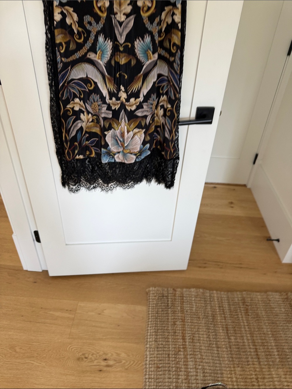 FARM RIO Black Maxi Dress with Blue and Gold Floral Scrolls - Picture 4 of 8